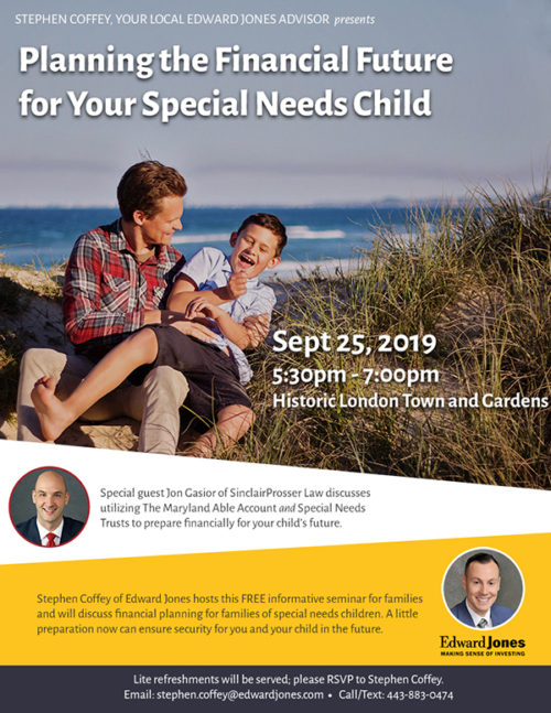 Print Project: Flyer for Planning the FInancial Future for Your Special Needs Child Seminar