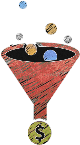 chalk graphic of a sales funnel with profit at the bottom