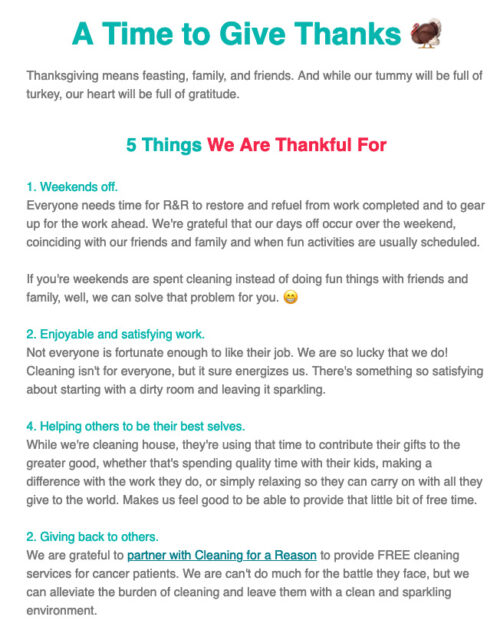 Email Sample: Always Sparkle Cleaning